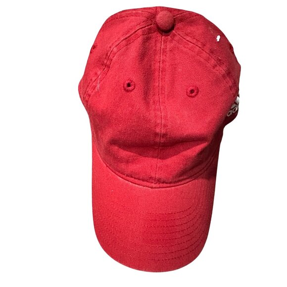 Adidas Red Cotton Blend Adjustable Baseball Cap S/M - Picture 1 of 4